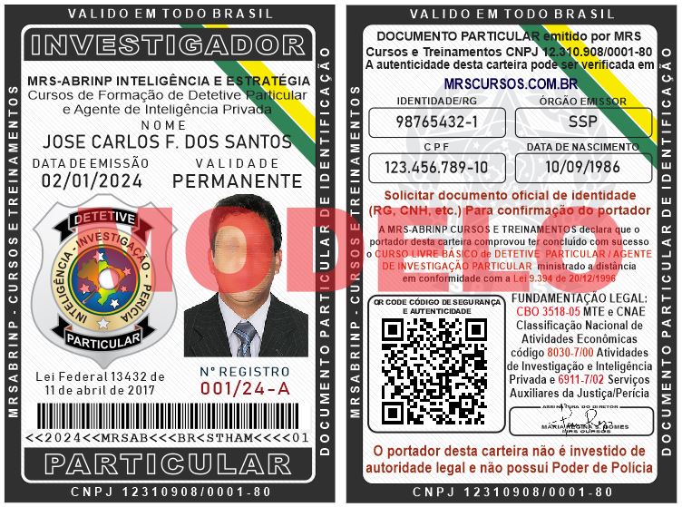 carteira de detetive particular branca